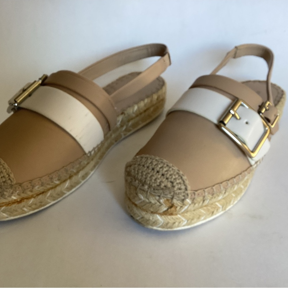 Karl Lagerfeld Nude & White Alexi Leather Slingback Espadrilles Sandals - Picture 6 of 10